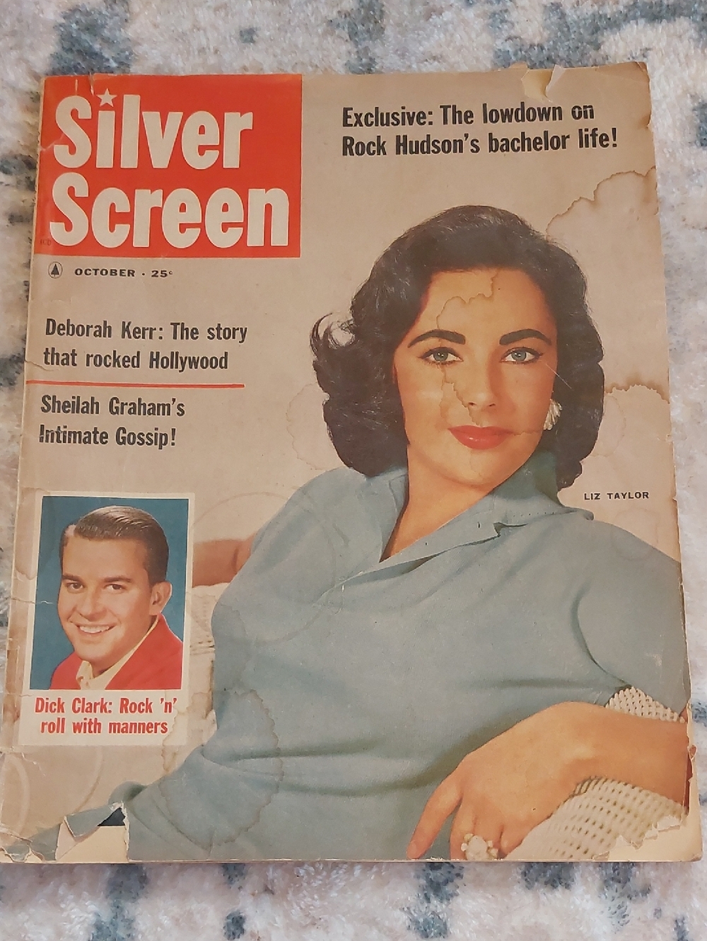💜5/$25💜 Silver Screen Magazine  October, 1958 Elizabeth Taylor Rock Hudson